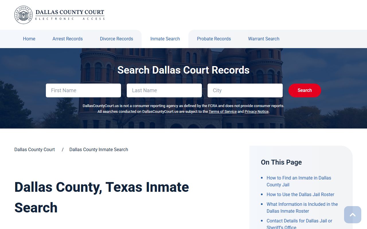 Dallas 72 hour booking Dallas County inmate search