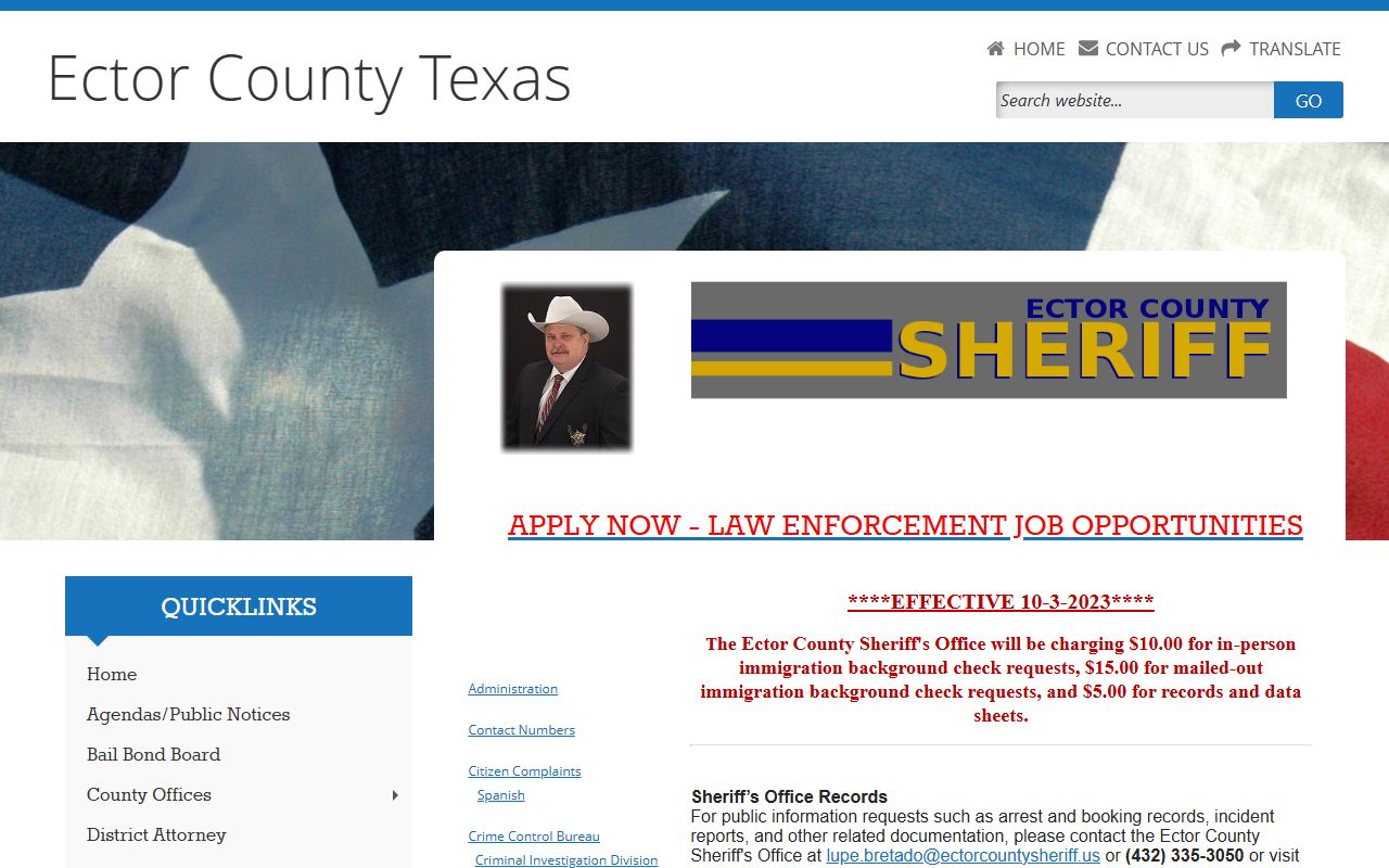 Odessa 72 hour booking Ector County inmate search