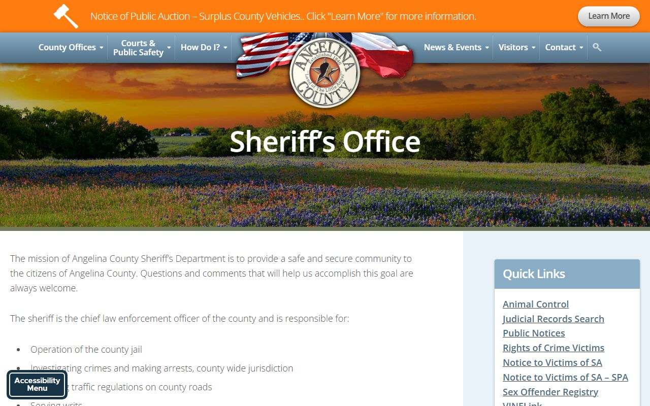 Angelina County 72 hour booking Sheriff's Office website