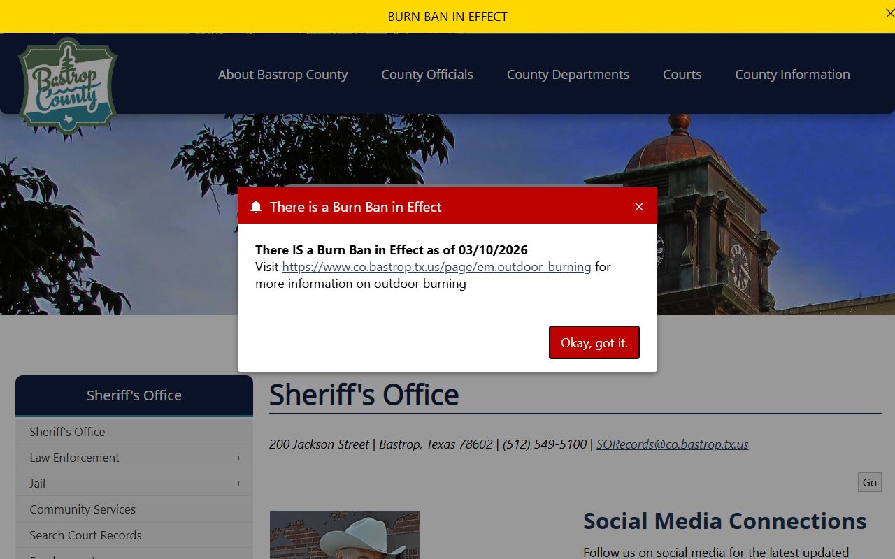 Bastrop County 72 hour booking Sheriff's Office