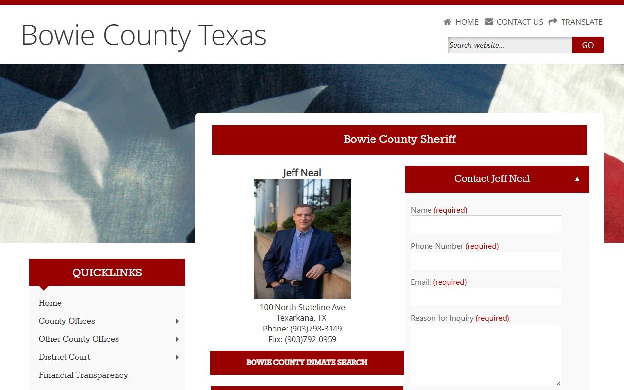 Bowie County 72 hour booking Sheriff's Office