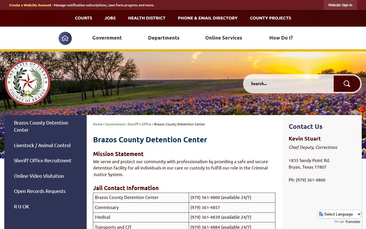 Brazos County 72 hour booking detention center