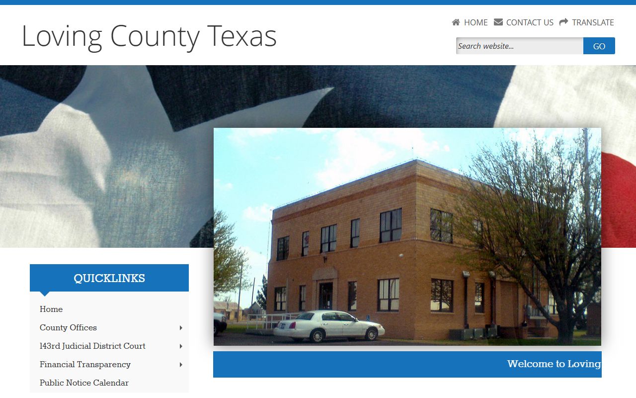 Loving County official website for 72 hour booking information