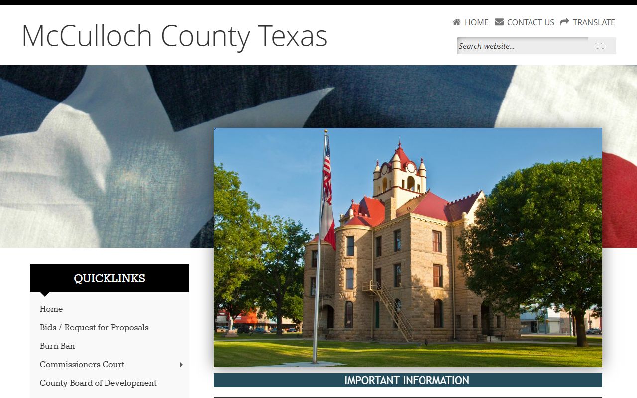 McCulloch County official website for 72 hour booking information