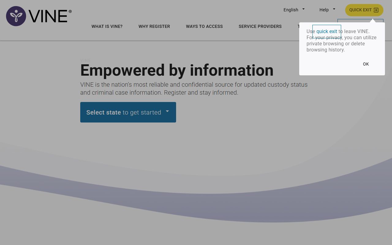 VINE Link custody notification system for Texas 72 hour booking